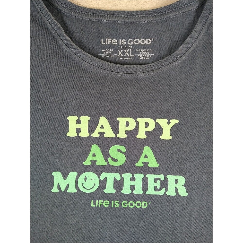 Life Is Good Happy As A Mother Crusher Tee Short Sleeve Blue Women's XXL - Picture 2 of 7